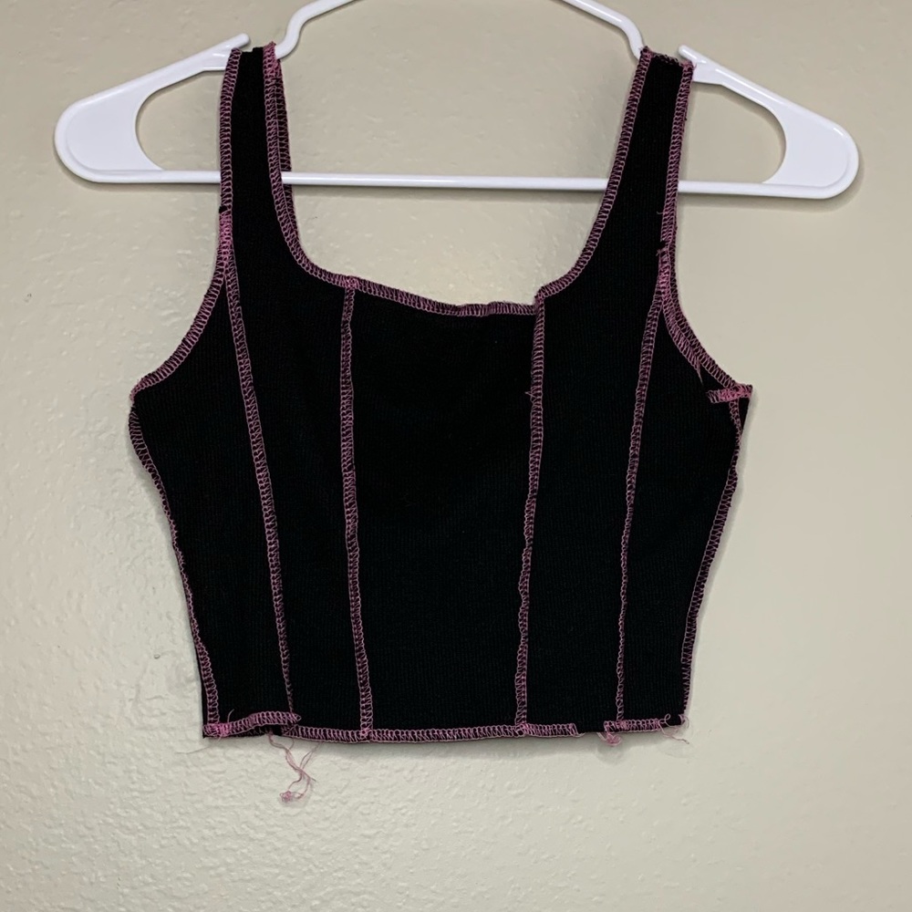 Black and purple cropped top